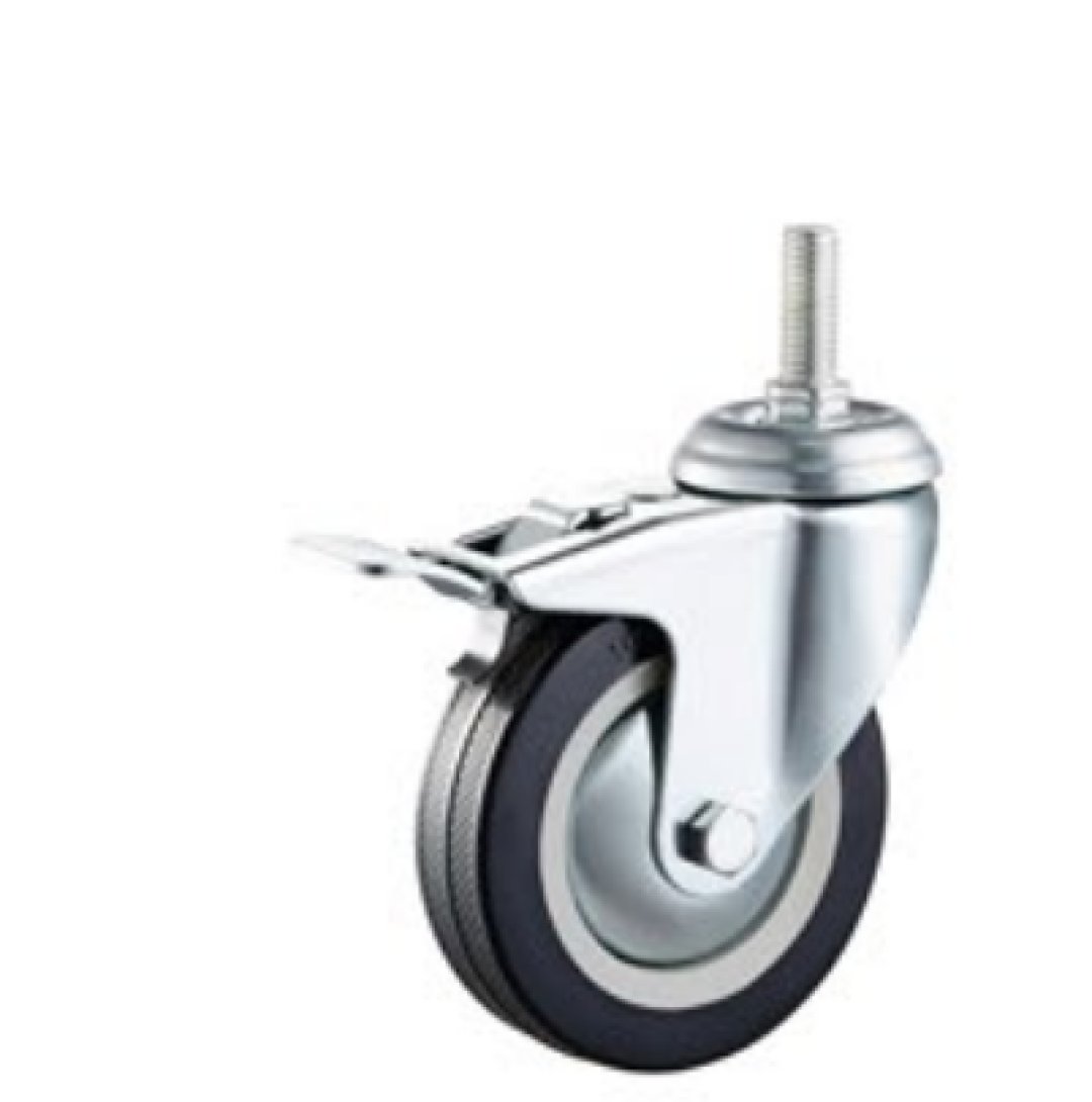 Black  Rubber  Caster, Plain  Bearing 