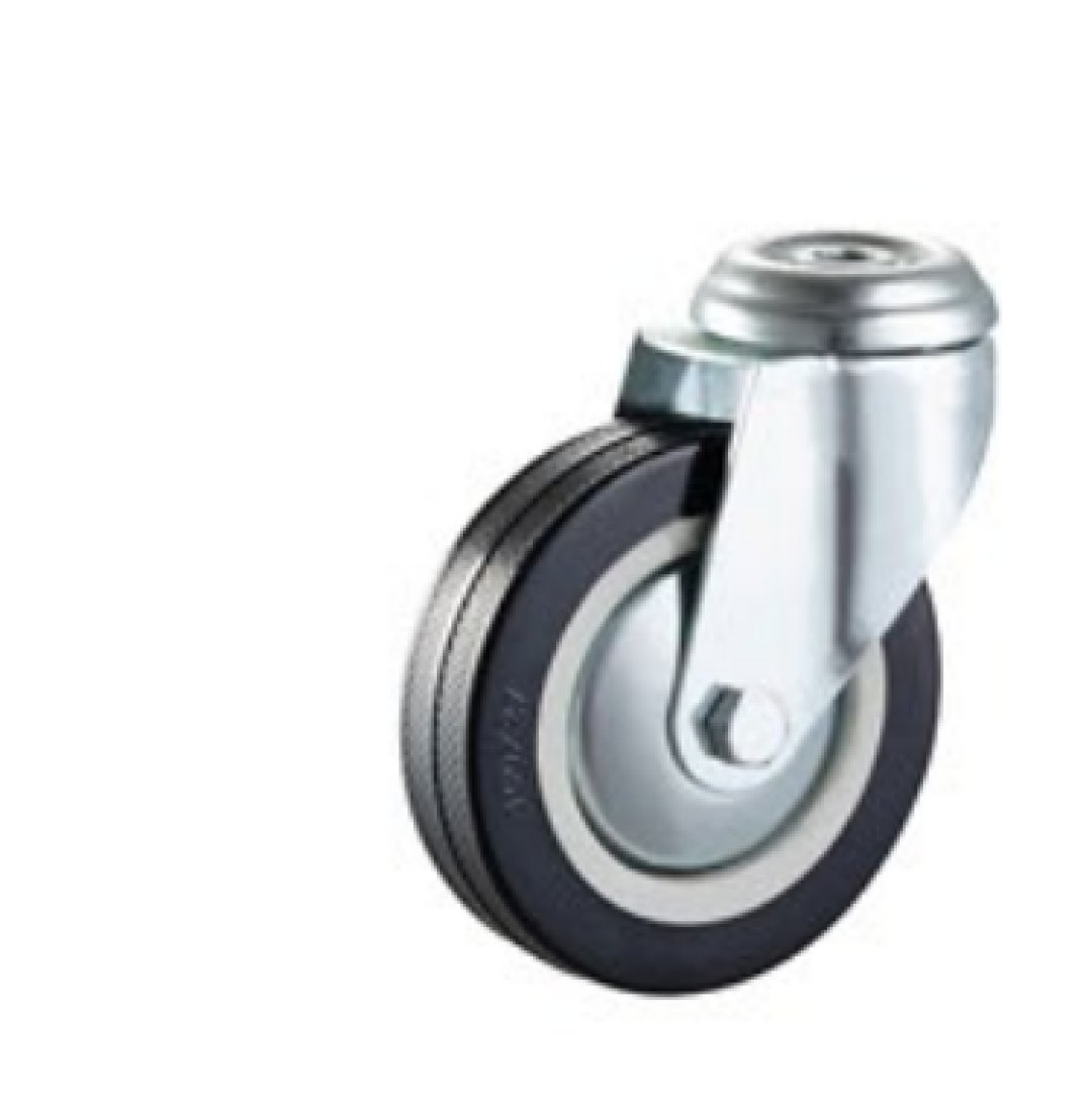 Black  Rubber  Caster, Plain  Bearing 