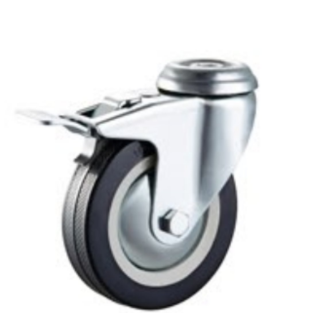 Black  Rubber  Caster, Plain  Bearing 