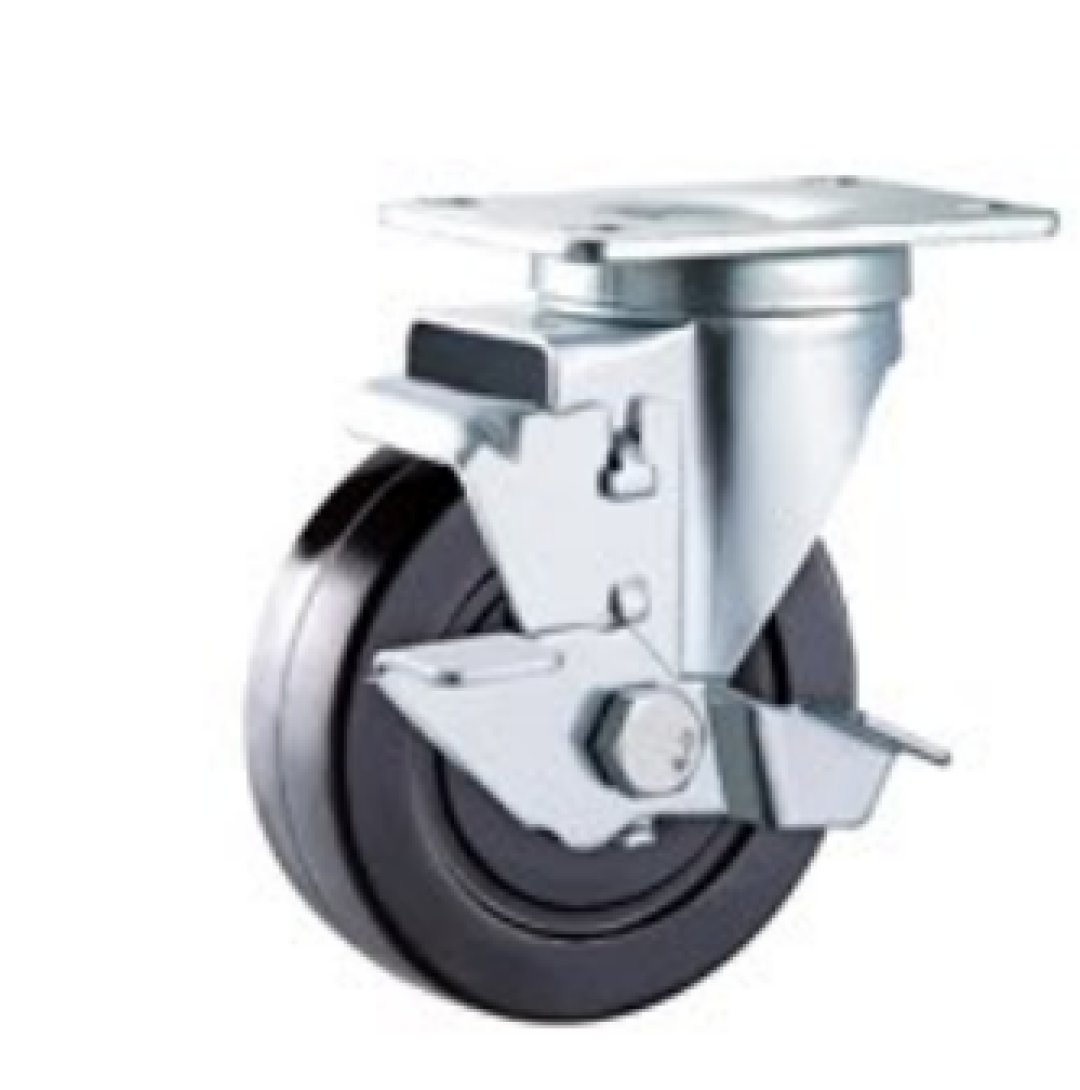 Double  Ball Bearing  Black  Rubber  Caste r