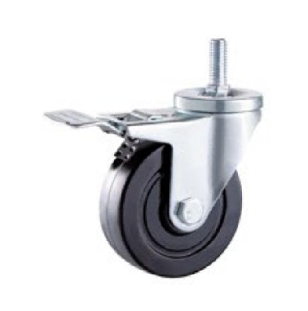 Double  Ball Bearing  Black  Rubber  Caste r