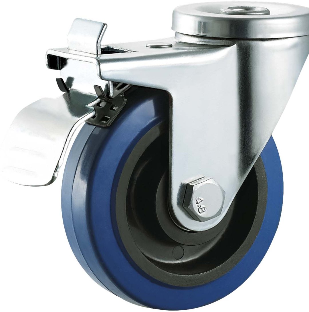 Elastic Rubber Caster,Double Bal Bearing.Roller Bearing is Available