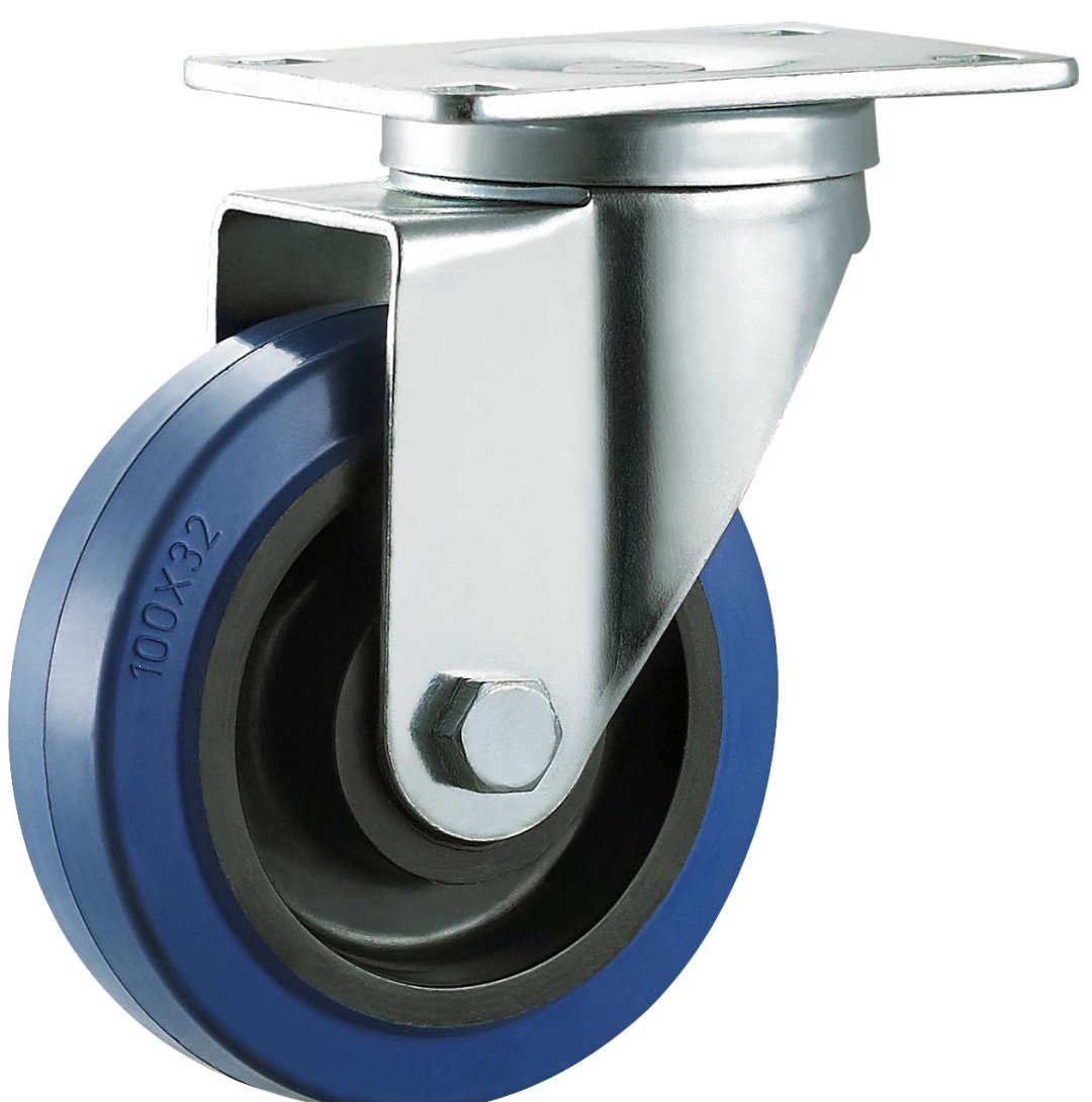 Elastic Rubber Caster,Double Bal Bearing.Roller Bearing is Available