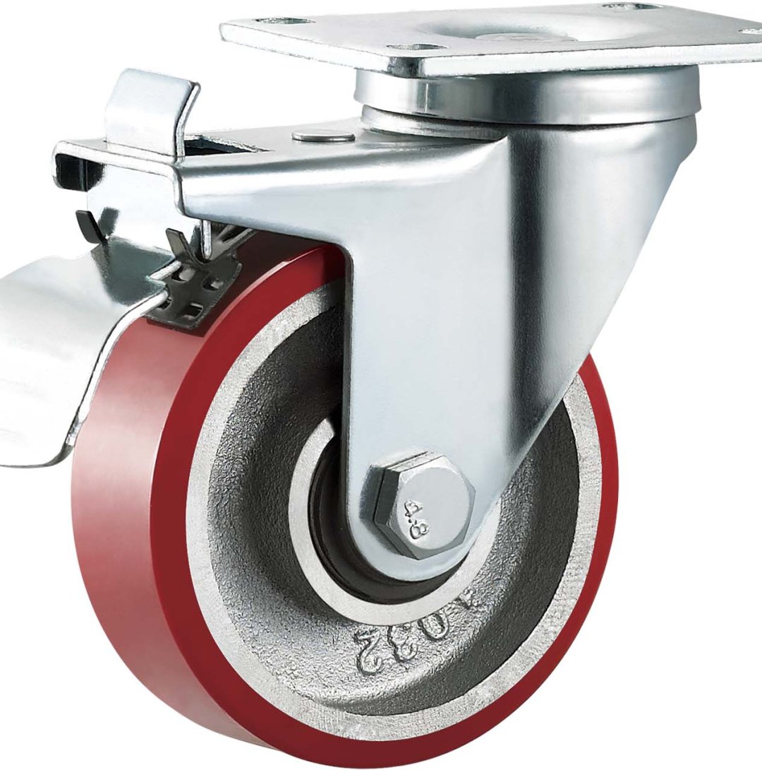 Double  BallBearing  Cast  Iron  PU  Caste r