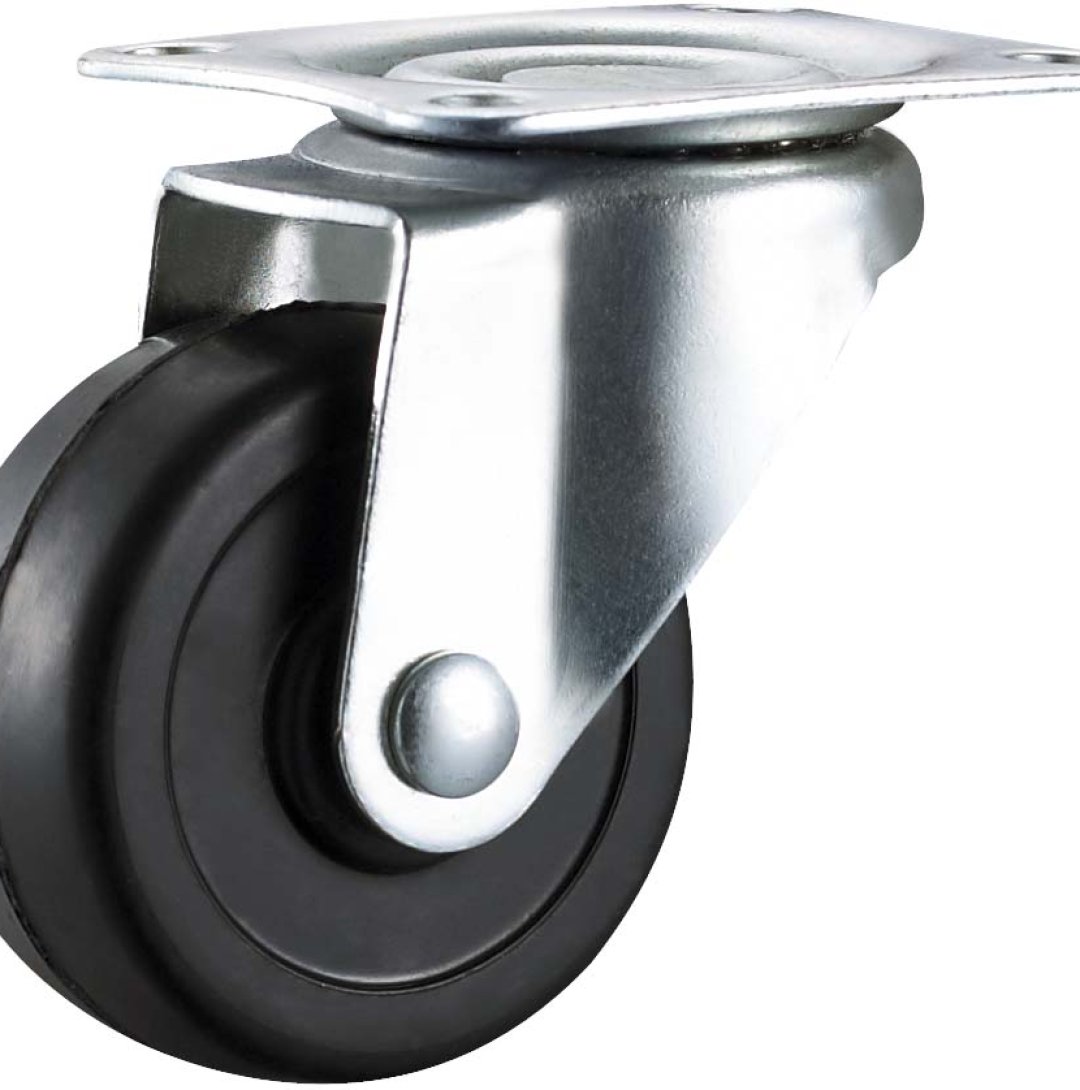 Double  Ball Bearing  Black  Rubber  Caste r