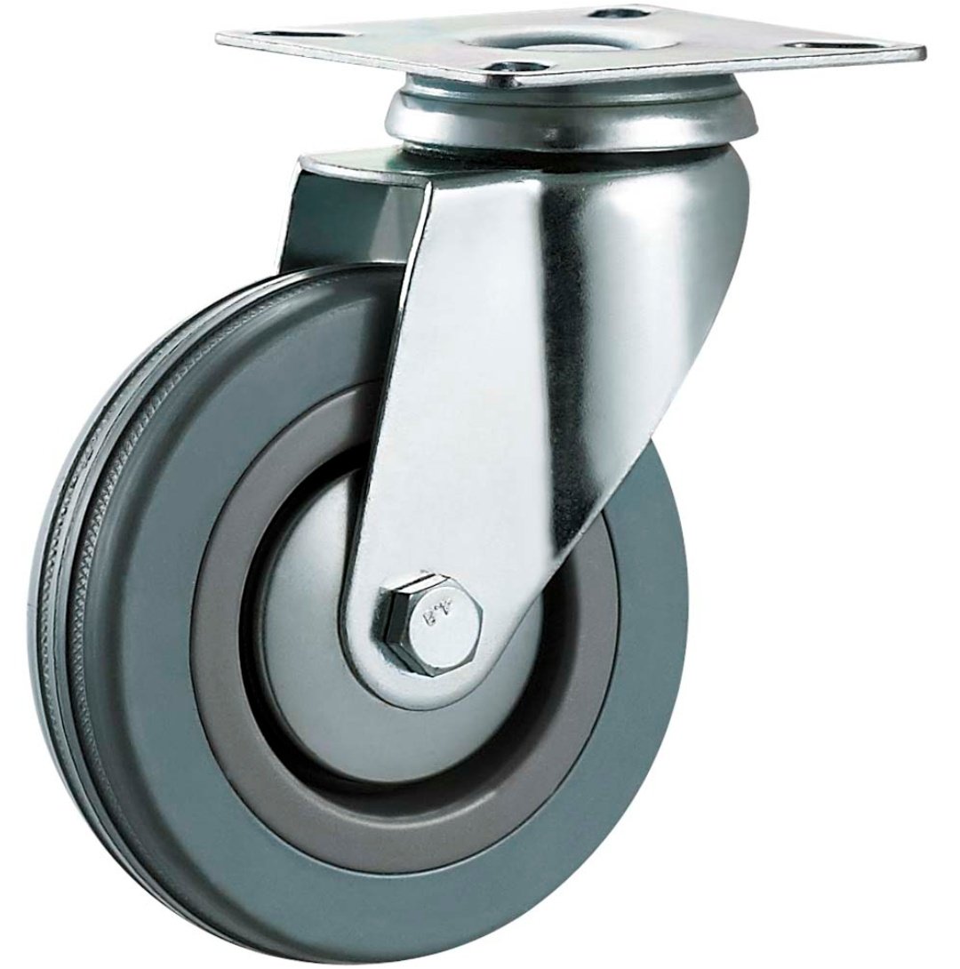 G r a y   R u b b e r    C a s t e r , P l a i n   B e a r i n g 