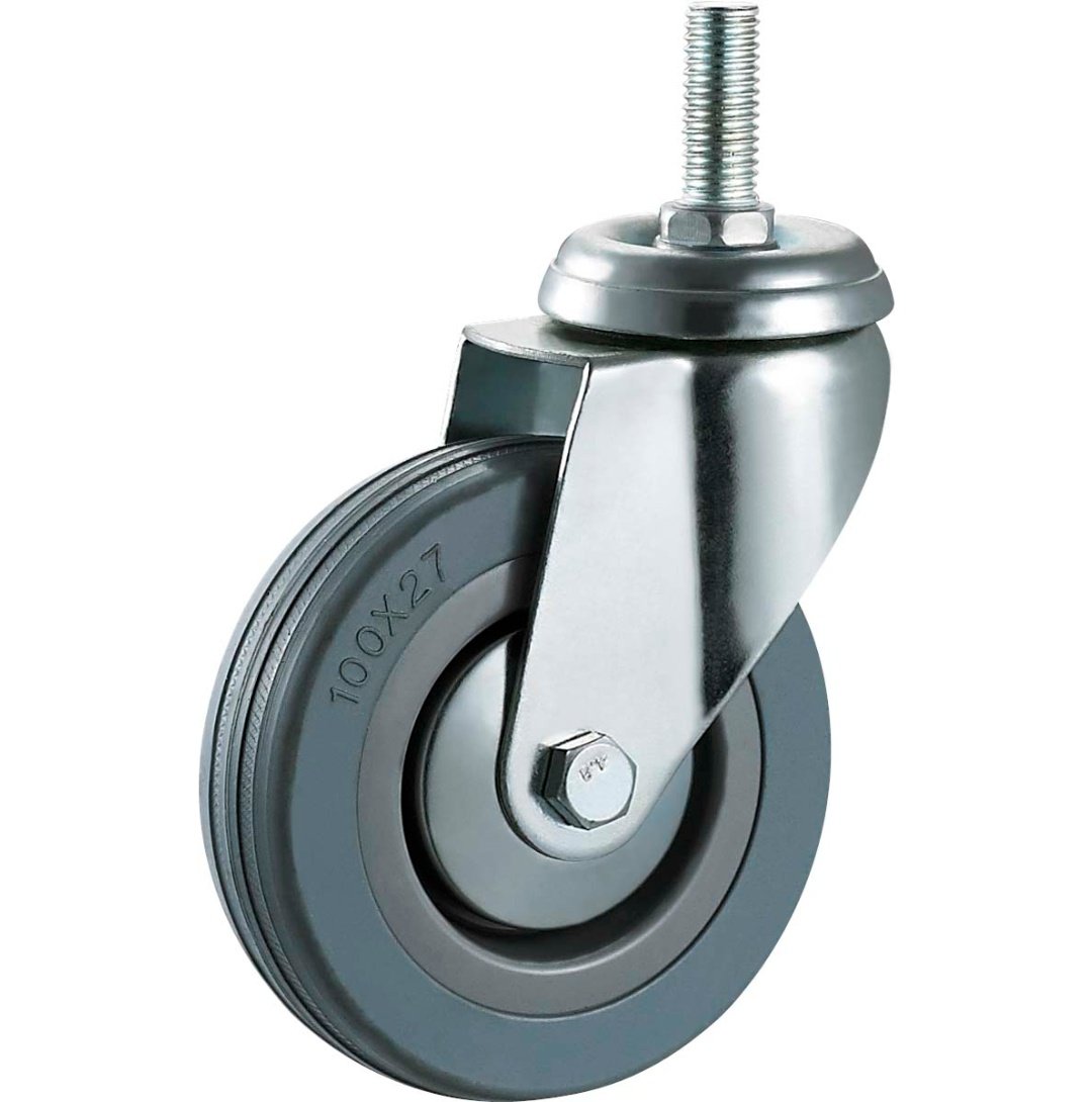 G r a y   R u b b e r    C a s t e r , P l a i n   B e a r i n g 